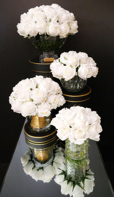 Herringbone Rose Buds - Clear - Ivory White - HCF21 (Carton of 2)